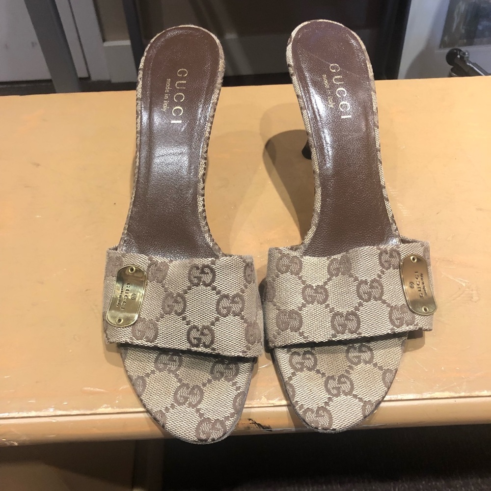 Gucci Canvas GG Logo Mules